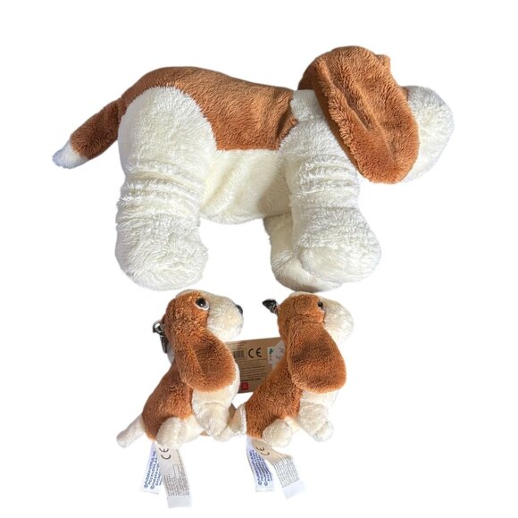 Hush Puppies Plush Basset Hound Dog and 2 Mini Keychain Set Stuffed Animals - Picture 1 of 11